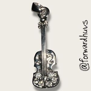 Bundle Sale 3 for $15 | Silver Tone Guitar Pendant – 1.25” – Rhinestone Accents